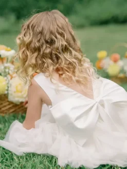 Wedding Party Dresses Wedding Sweet Dinner Dresses Flower Girl Dress Flower Girl Dresses Sleeveless Tiered Bows Blue Green