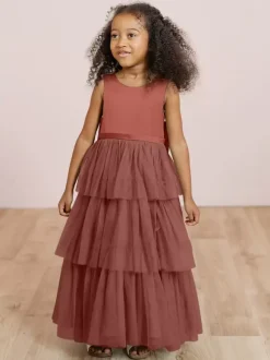 Wedding Party Dresses Wedding Sweet Dinner Dresses Flower Girl Dress Flower Girl Dresses Sleeveless Tiered Bows Blue Green