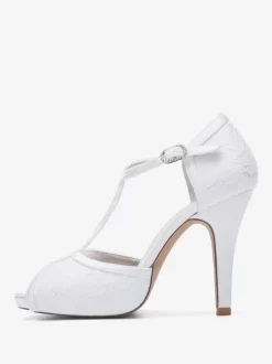 Wedding Shoes Bridal Pumps Lace Peep Toe Embroidered