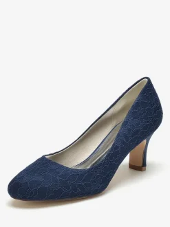 Wedding Shoes Bridal Pumps Lace Round Toe Embroidered