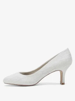 Wedding Shoes Bridal Pumps Lace Round Toe Embroidered
