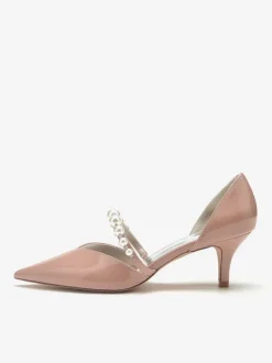 Wedding Shoes Bridal Pumps Patent PU Upper Pointed Toe Pearls