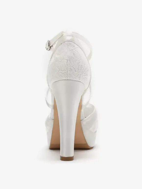Wedding Shoes Bridal Pumps Round Toe Embroidered