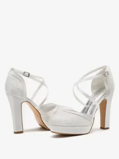 Wedding Shoes Bridal Pumps Round Toe Embroidered