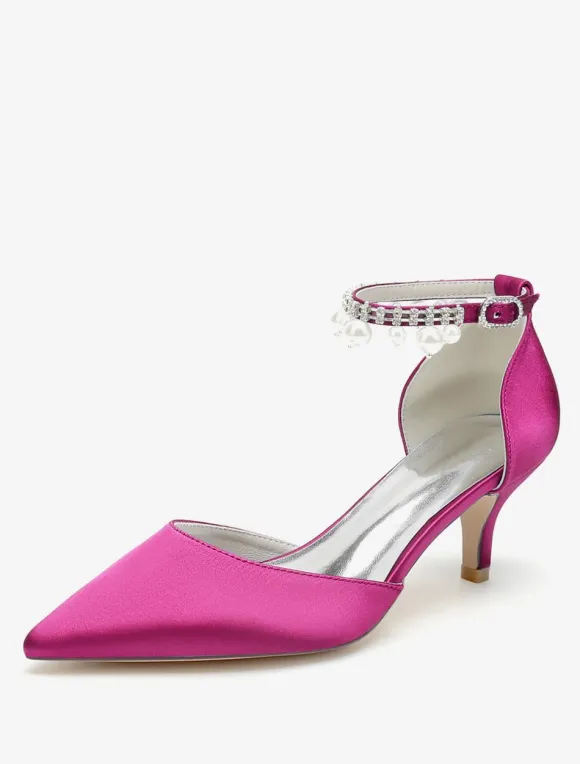 Wedding Shoes Bridal Pumps Satin Pointed Toe
