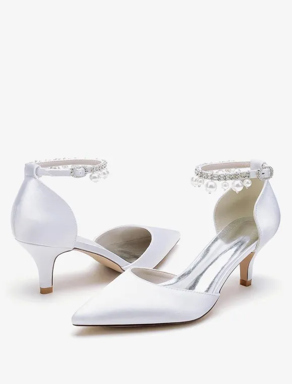 Wedding Shoes Bridal Pumps Satin Pointed Toe