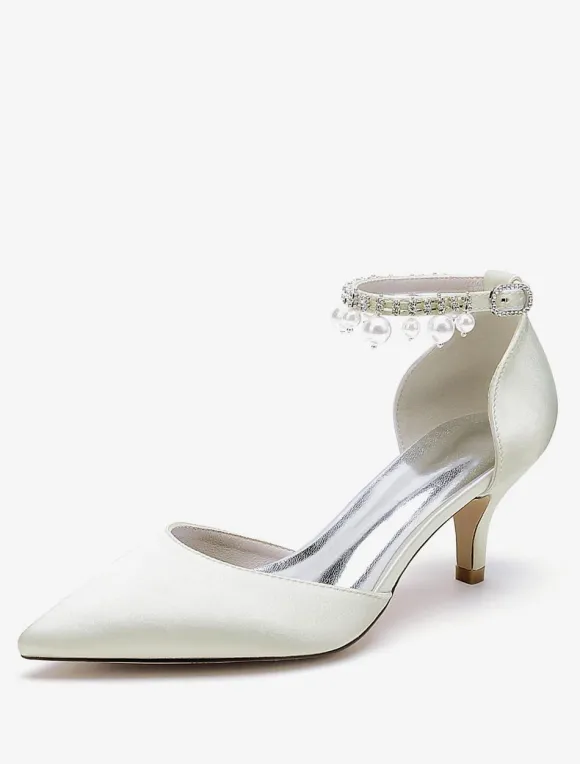 Wedding Shoes Bridal Pumps Satin Pointed Toe