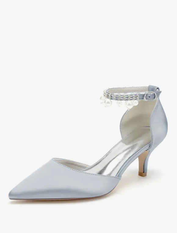 Wedding Shoes Bridal Pumps Satin Pointed Toe