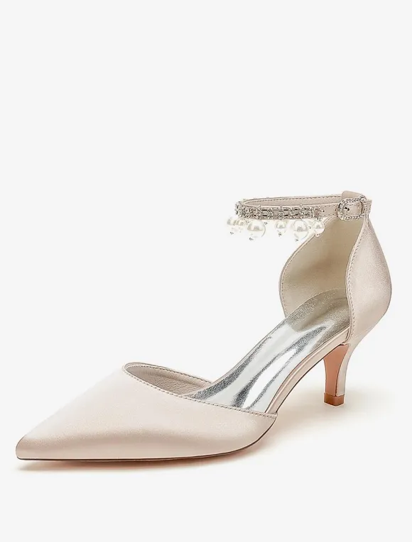 Wedding Shoes Bridal Pumps Satin Pointed Toe