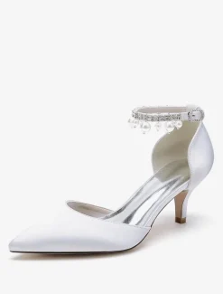 Wedding Shoes Bridal Pumps Satin Pointed Toe