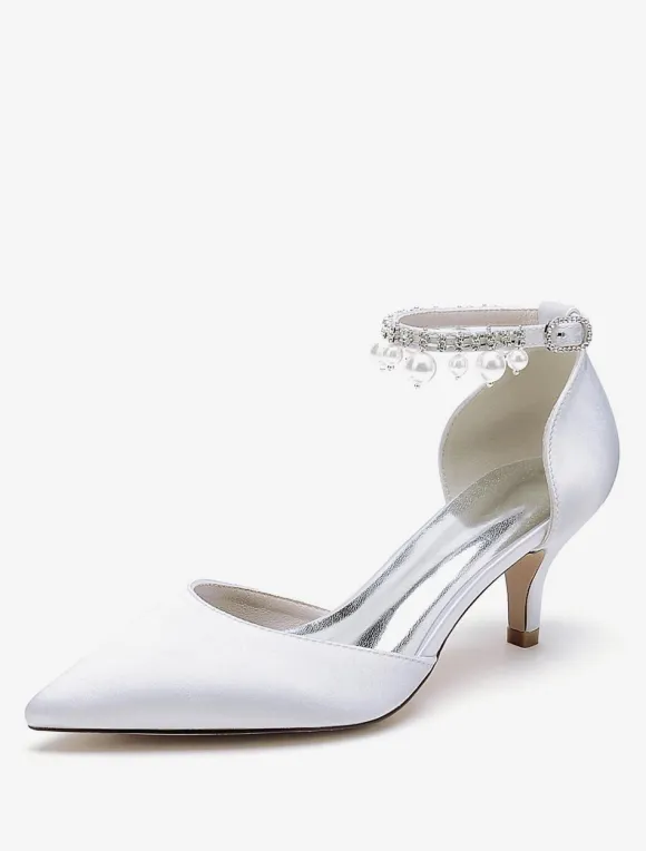 Wedding Shoes Bridal Pumps Satin Pointed Toe
