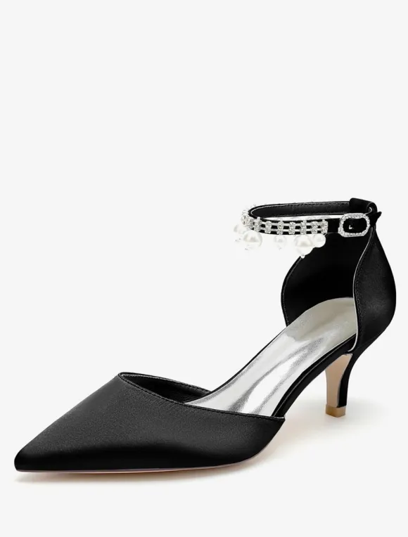 Wedding Shoes Bridal Pumps Satin Pointed Toe