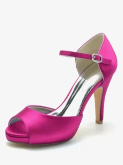 Wedding Shoes Bridal Pumps Satin Peep Toe