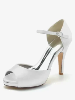 Wedding Shoes Bridal Pumps Satin Peep Toe