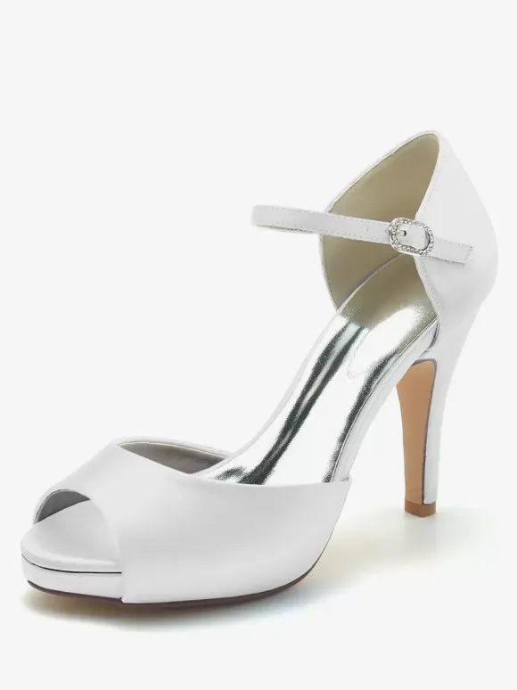 Wedding Shoes Bridal Pumps Satin Peep Toe