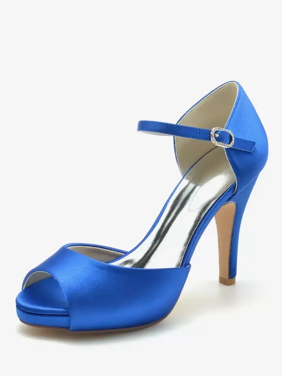 Wedding Shoes Bridal Pumps Satin Peep Toe