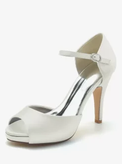 Wedding Shoes Bridal Pumps Satin Peep Toe