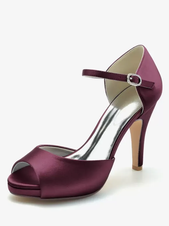 Wedding Shoes Bridal Pumps Satin Peep Toe