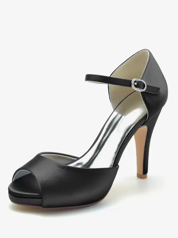 Wedding Shoes Bridal Pumps Satin Peep Toe