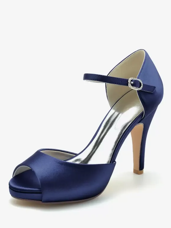Wedding Shoes Bridal Pumps Satin Peep Toe