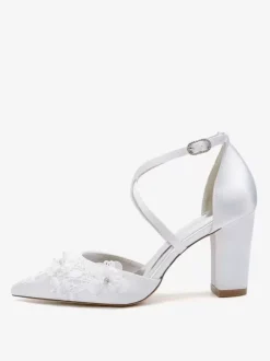 Wedding Shoes Bridal Pumps Satin Pointed Toe