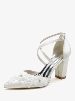 Wedding Shoes Bridal Pumps Satin Pointed Toe