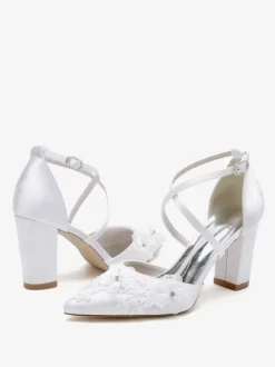 Wedding Shoes Bridal Pumps Satin Pointed Toe
