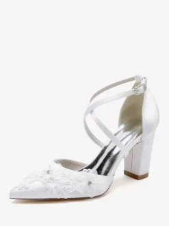 Wedding Shoes Bridal Pumps Satin Pointed Toe