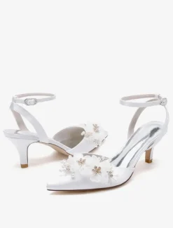 Wedding Shoes Bridal Pumps Satin Pointed Toe