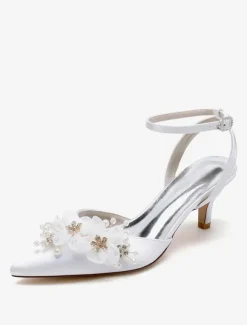 Wedding Shoes Bridal Pumps Satin Pointed Toe