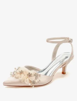 Wedding Shoes Bridal Pumps Satin Pointed Toe
