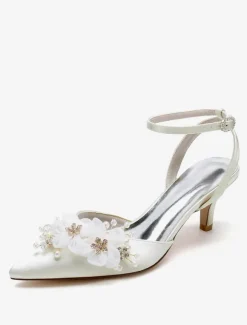 Wedding Shoes Bridal Pumps Satin Pointed Toe