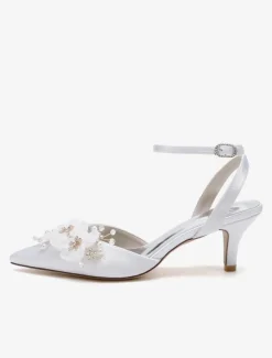 Wedding Shoes Bridal Pumps Satin Pointed Toe