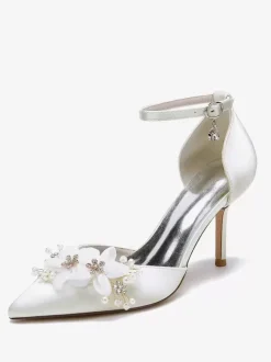 Wedding Shoes Bridal Pumps Satin Pointed Toe