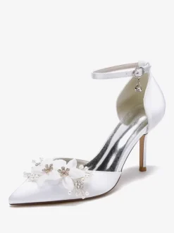 Wedding Shoes Bridal Pumps Satin Pointed Toe