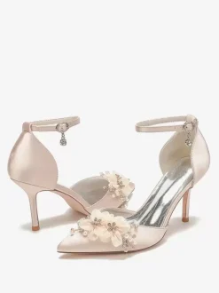 Wedding Shoes Bridal Pumps Satin Pointed Toe