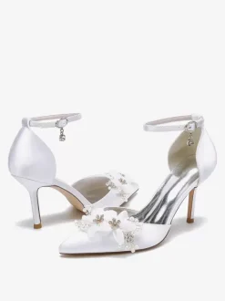 Wedding Shoes Bridal Pumps Satin Pointed Toe