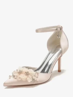 Wedding Shoes Bridal Pumps Satin Pointed Toe