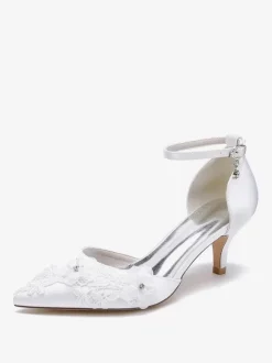 Wedding Shoes Bridal Pumps Satin Pointed Toe