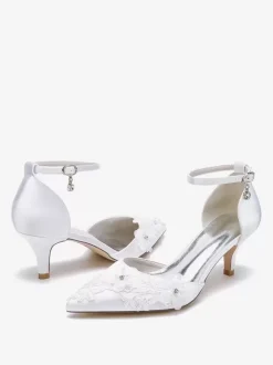 Wedding Shoes Bridal Pumps Satin Pointed Toe