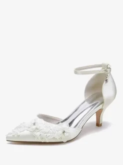 Wedding Shoes Bridal Pumps Satin Pointed Toe