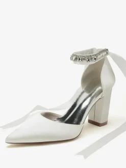 Wedding Shoes Bridal Pumps Satin Pointed Toe
