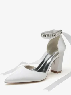 Wedding Shoes Bridal Pumps Satin Pointed Toe