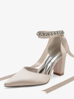 Wedding Shoes Bridal Pumps Satin Pointed Toe