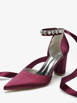 Wedding Shoes Bridal Pumps Satin Pointed Toe