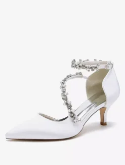 Wedding Shoes Bridal Pumps Satin Pointed Toe