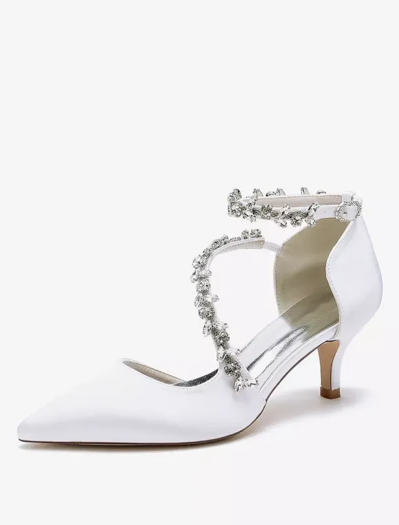 Wedding Shoes Bridal Pumps Satin Pointed Toe