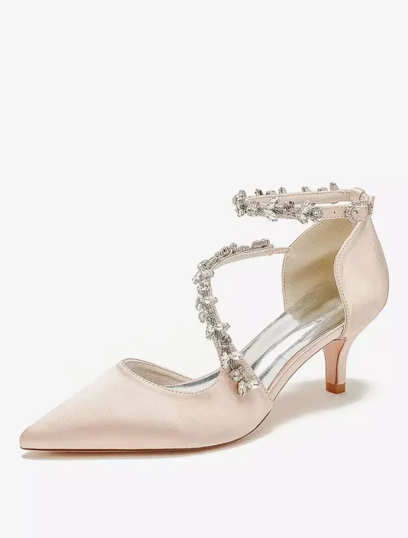 Wedding Shoes Bridal Pumps Satin Pointed Toe