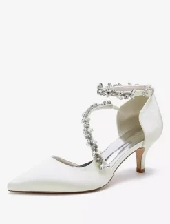 Wedding Shoes Bridal Pumps Satin Pointed Toe