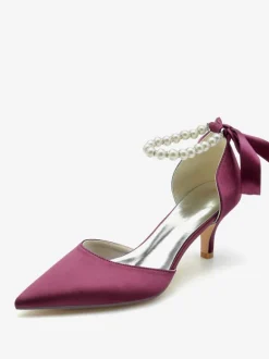 Wedding Shoes Bridal Pumps Silk And Satin Pointed Toe Pearls